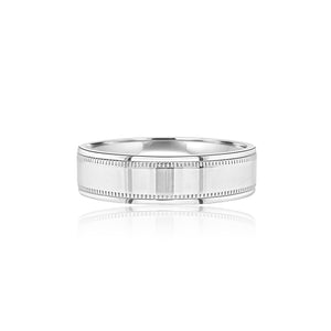 Men's high polish milgrain edge wedding band