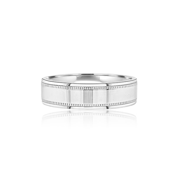 Men's high polish milgrain edge wedding band