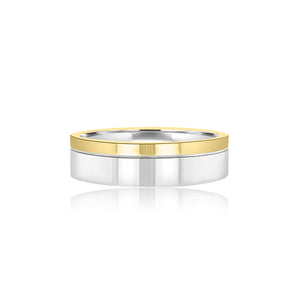 Men's high polish two tone wedding band