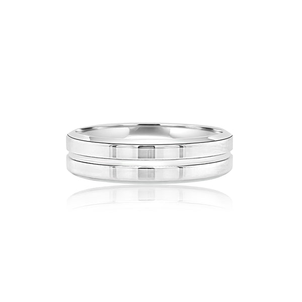 Men's high polish double wedding band