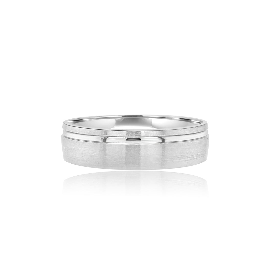 Men's matte finish with shiny ridge wedding band