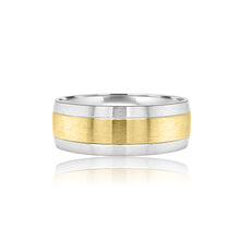 Men's two tone matte wedding band