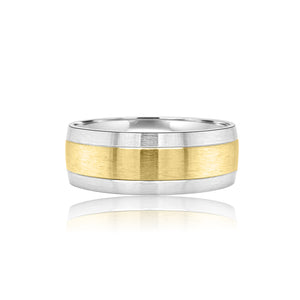 Men's two tone matte wedding band