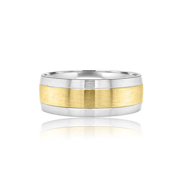 Men's two tone matte wedding band