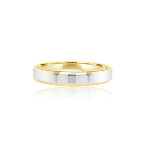 Men's two tone shiny flat wedding band