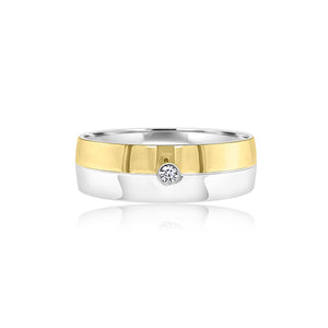 Men's two tone diamond wedding band