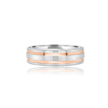 Men's two tone matte-shiny flat wedding band