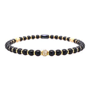 Ceramic, Gold and Diamond Stretch Bracelet