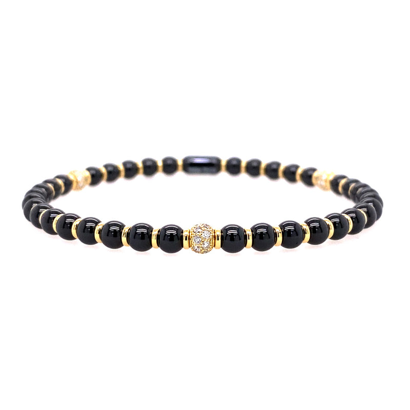 Gold Bead Diamond Bar Stretch Bracelet – Pageo Fine Jewelers