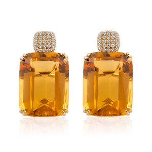 Old Cushion Cut Citrine Earrings