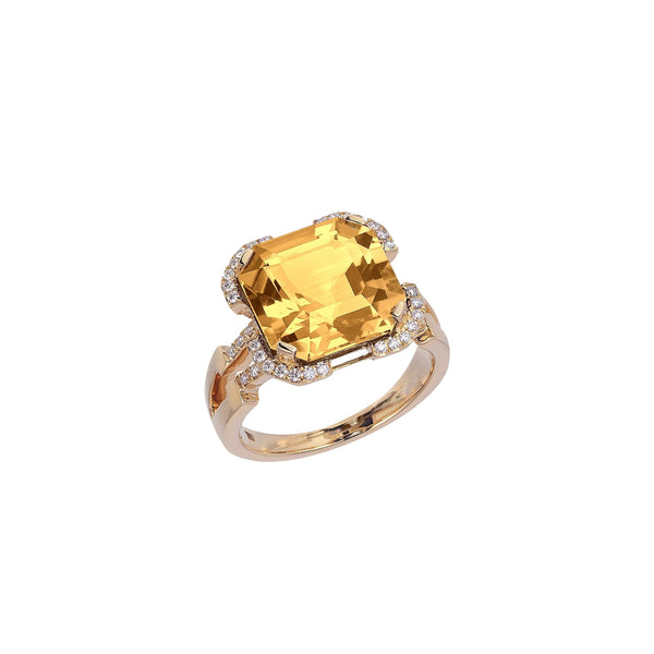 Citrine Square Emerald Cut Ring