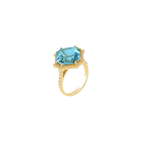 Octagon Blue Topaz Ring