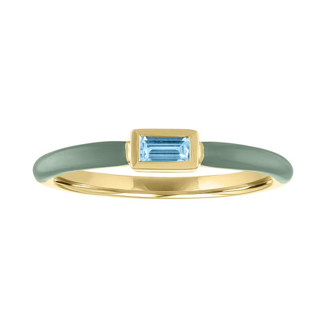 Enamel and Aquamarine Skinny Band