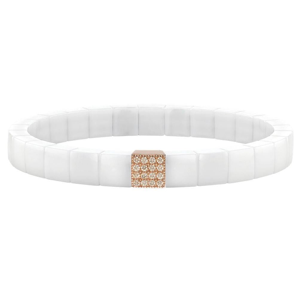 White Ceramic and Diamond Stretch Bracelet