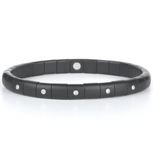 Thin Matte Black Stretch Bracelet with Diamonds