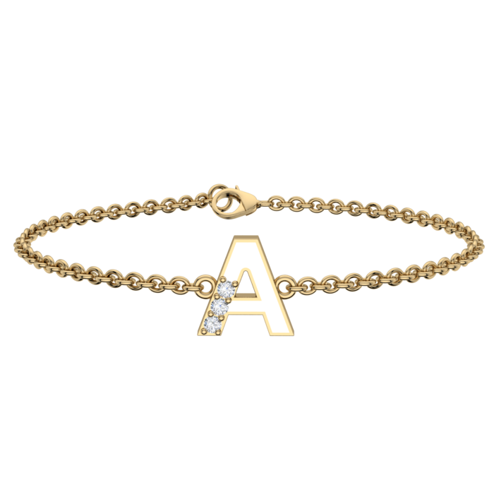 Enamel and Diamond Initial Bracelet