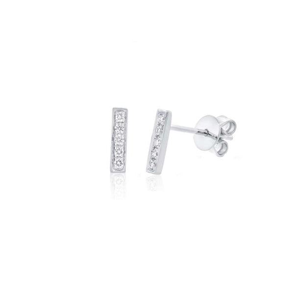 Mini Diamond Bar Stud Earrings