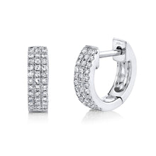 Three Row Diamond Huggie Earrings