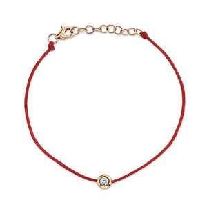 Red Cord Diamond Bezel Bracelet