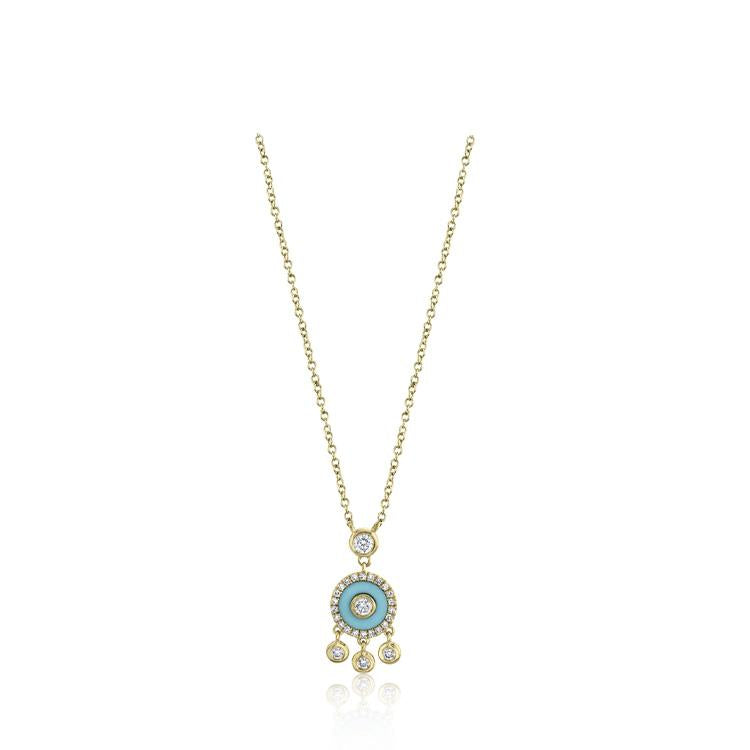 Turquoise and Diamond Shaker Necklace