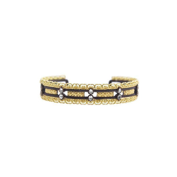 Gold & Blackened Sterling Silver Diamond Cuff Bracelet