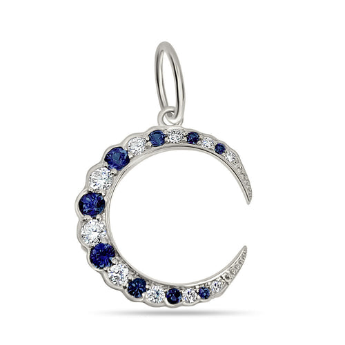 Sapphire and Diamond Moon Charm