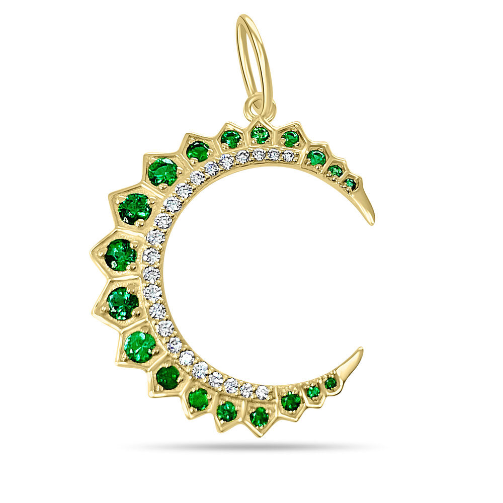 Emerald Crescent Moon Charm