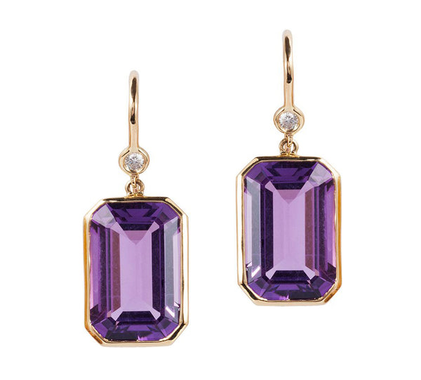 Emerald Cut Amethyst Earrings