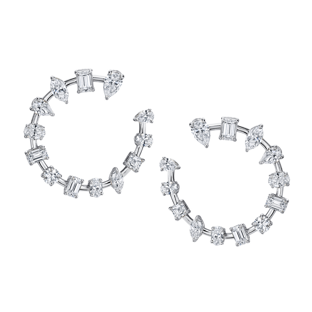 Fancy Shaped Diamond Hoop Earrings