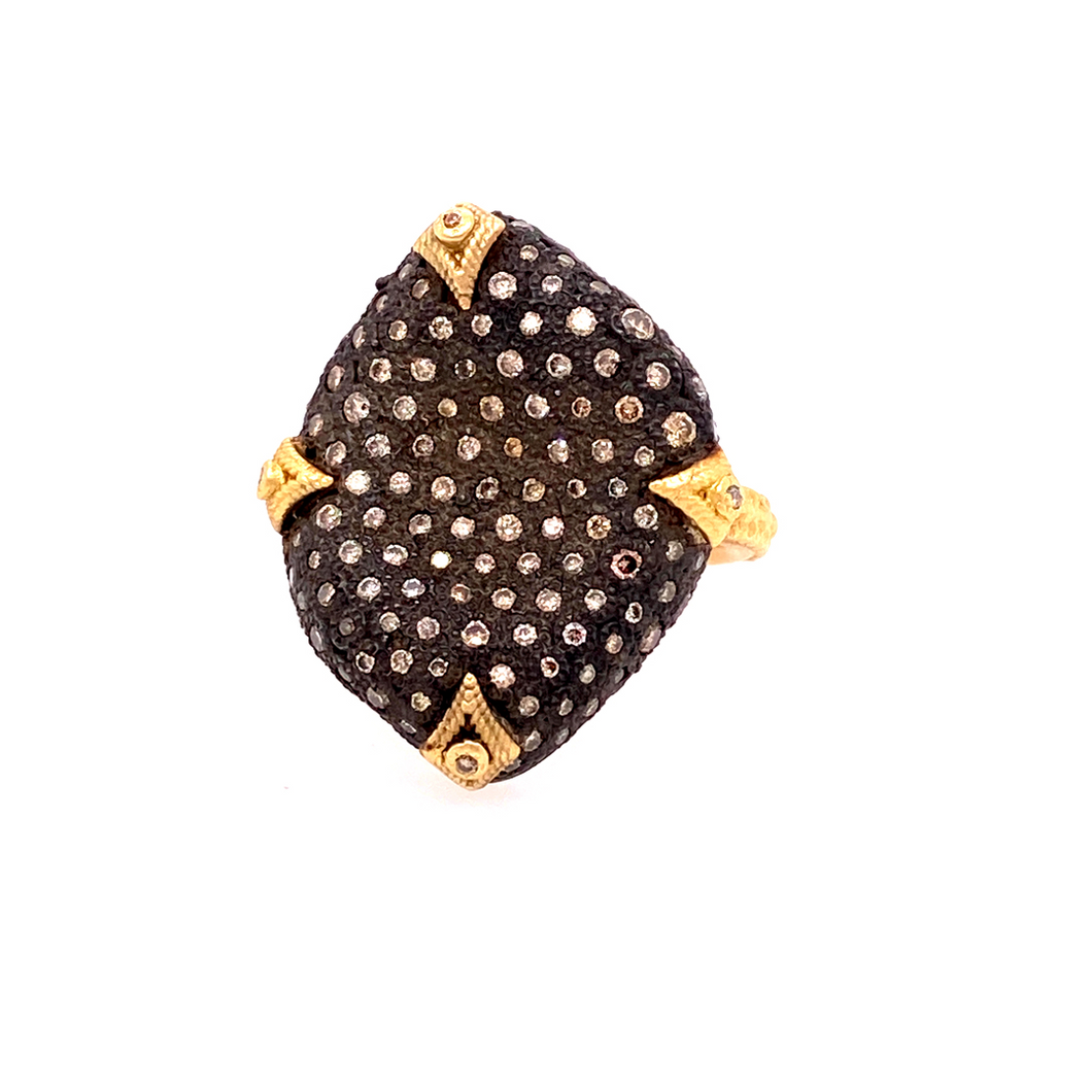 Bean Shape Pave Diamond Ring