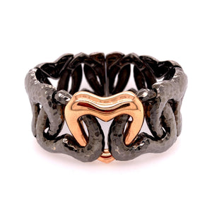 Wide Interlocking Heart Cuff Bracelet