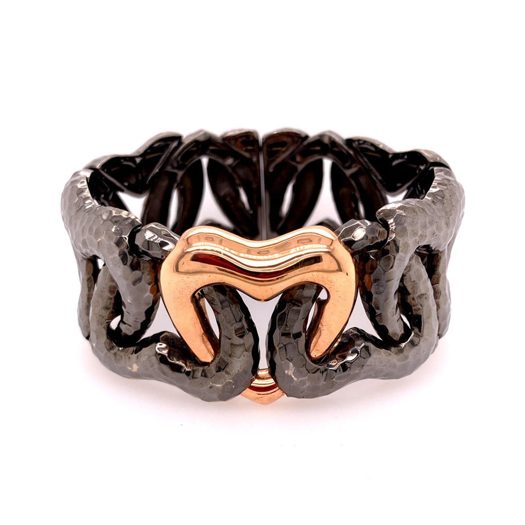 Wide Interlocking Heart Cuff Bracelet