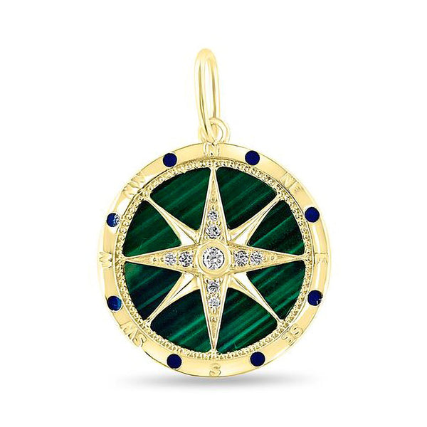 Malachite compass charm