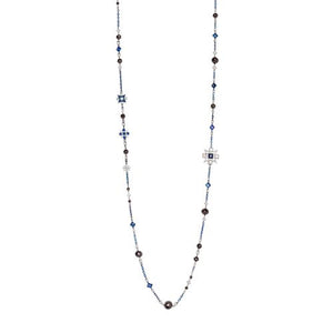 Blue Rhodium Diamond and Sapphire Necklace