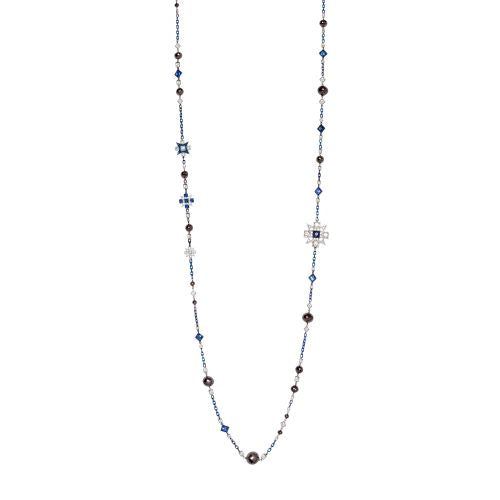 Blue Rhodium Diamond and Sapphire Necklace
