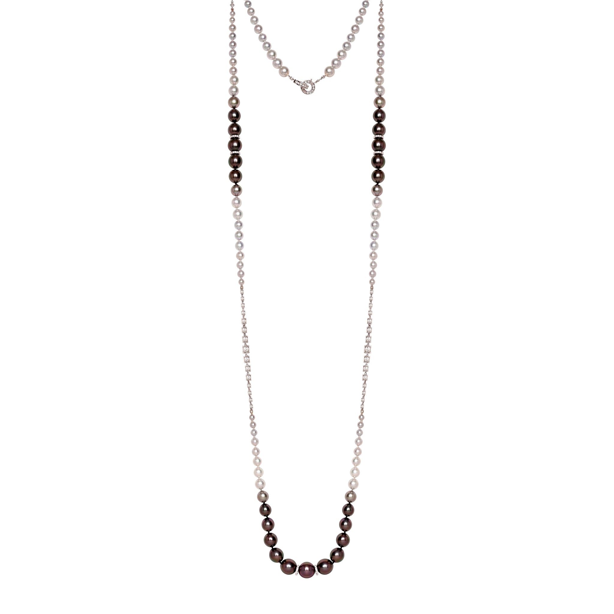 Akoya Pearl V-Shape Diamond Necklace