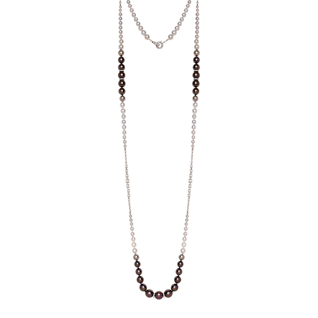 Tahitian and Akoya Pearls and Diamond Necklace