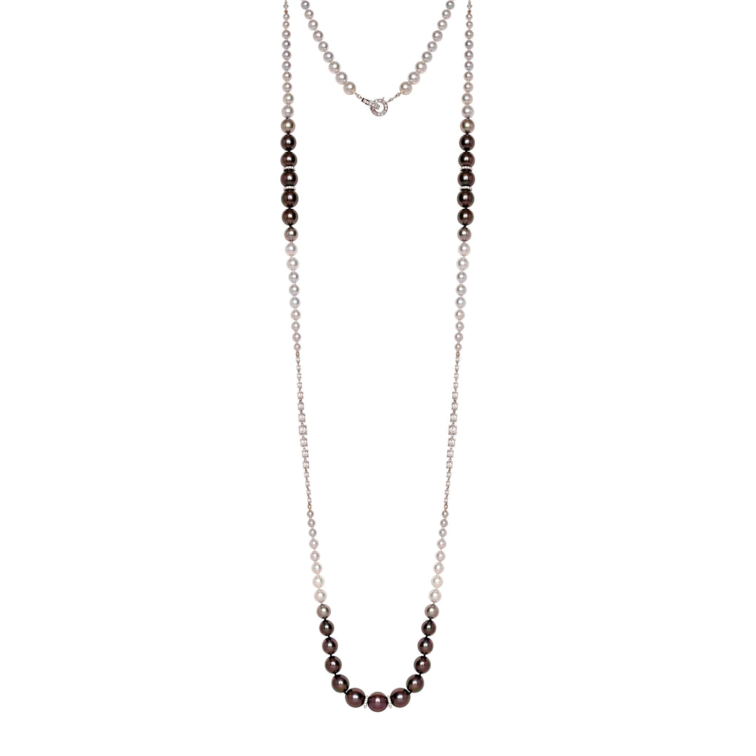 Tahitian and Akoya Pearls and Diamond Necklace