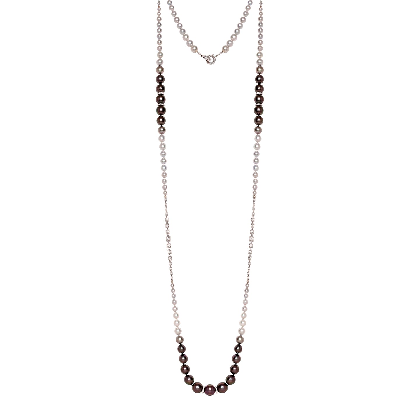 Tahitian and Akoya Pearls and Diamond Necklace