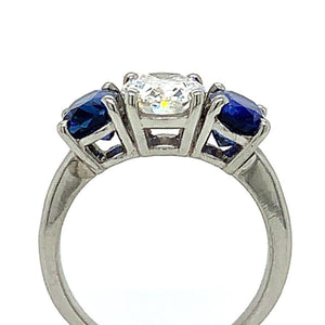 Oval Diamond & Sapphire 3 Stone Ring