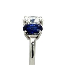 Oval Diamond & Sapphire 3 Stone Ring