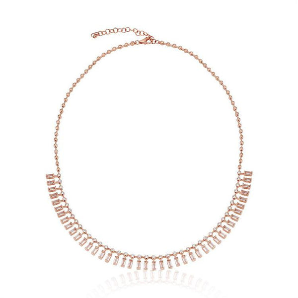 Round and Baguette Topaz Choker Necklace