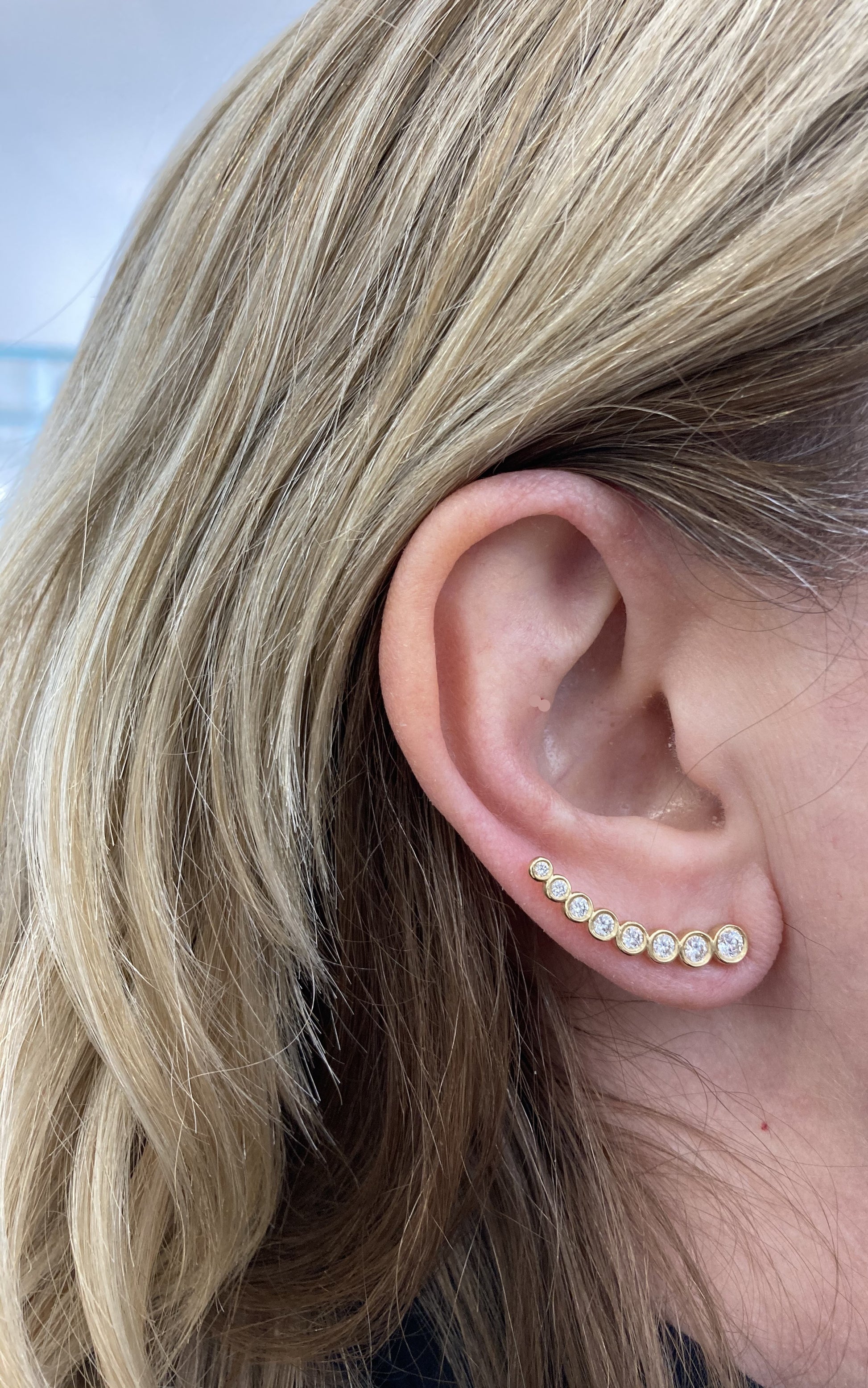 Single Left Ear Eight Stone Climber Earring