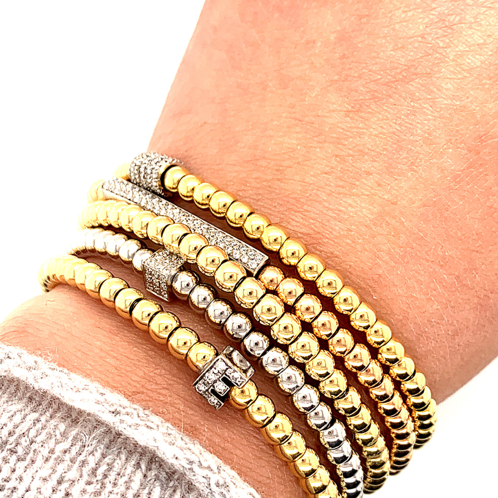 18kt yellow gold diamond initial E bracelet