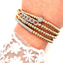 Gold Bead Interlocking Diamond Stretch Bracelet