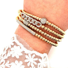 Gold Bead Diamond Bar Stretch Bracelet