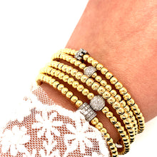 Gold Bead Diamond Initial  Stretch Bracelet