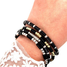 18K White Gold & Black Onyx Bead Stretch Bracelet