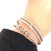 Gold Bead Diamond Cube Stretch Bracelet