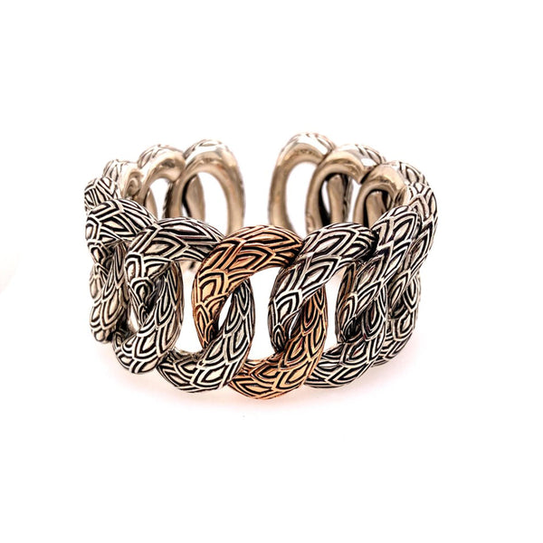 Wide Embossed Cuff Bracelet